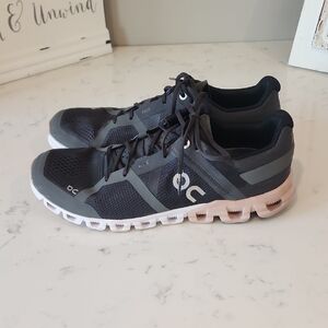 On Running Womens  Dark Gray And Light Pink Athletic Shoes